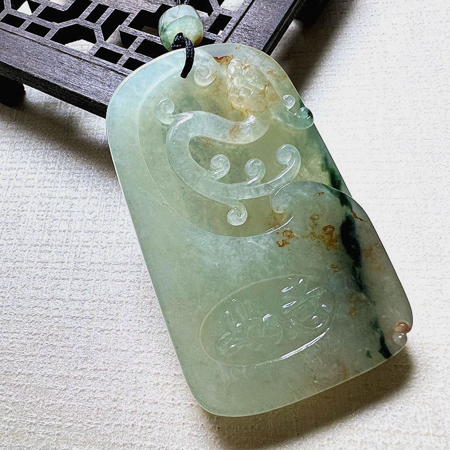 缅甸翡翠龙凤挂件天然A货吊坠