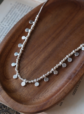 妖家 手工银饰 纯银不规则圆片项链 YC173