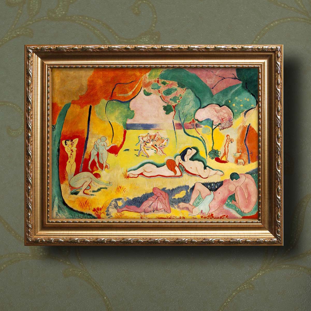 马蒂斯名画临摹生活的欢乐手绘抽象油画欧式客厅有框画玄关装饰画