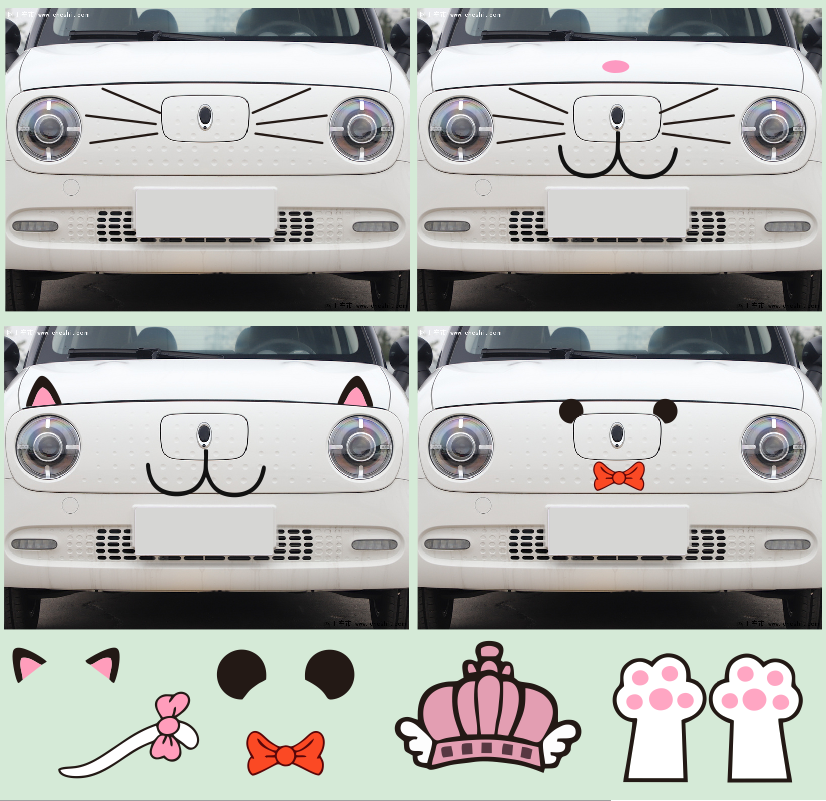 欧拉r1黑猫r2白猫卡通搞笑车贴