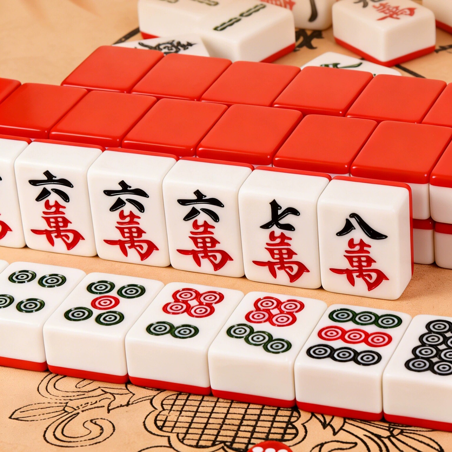 便携式麻将144张红中发材长沙麻将手搓迷你30x22x1.5mm宿舍麻雀