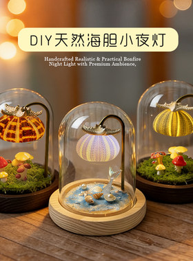 diy海胆小夜灯材料包蘑菇灯成品手工贝壳海螺团建同学毕业礼物