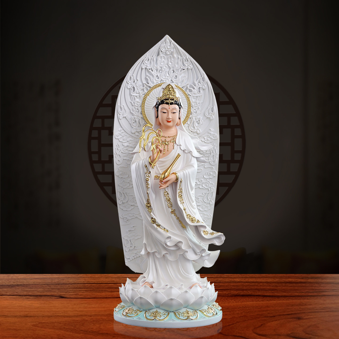 新款白衣观音菩萨佛像居家供奉保平安摆件滴水南海观世音娘娘神像