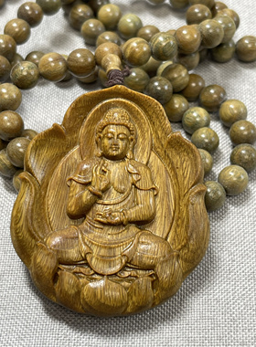 绿檀木文殊 绿檀木普贤，学生解压装饰品 成套