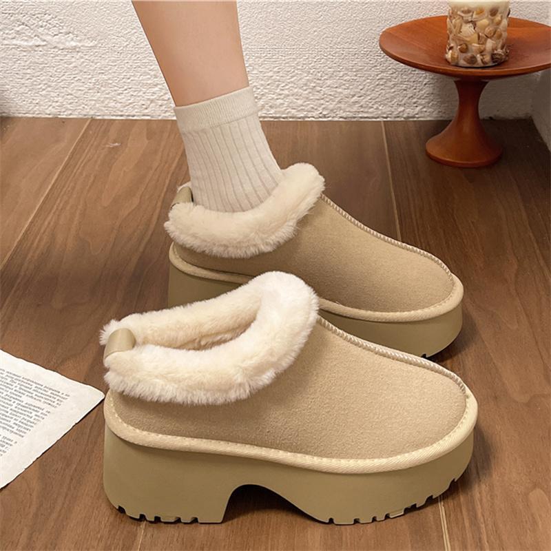 厚底皮毛一体拖鞋女外穿2025冬季新款包头毛毛拖鞋加绒高跟雪地靴