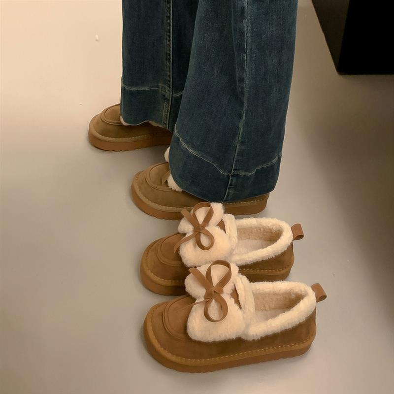 厚底雪地靴女款短靴2025新款春季加绒加厚毛毛鞋保暖勃肯鞋棉鞋子