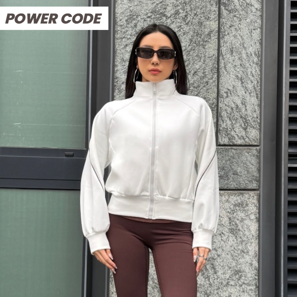 秋冬撞色条加绒瑜伽服立领保暖