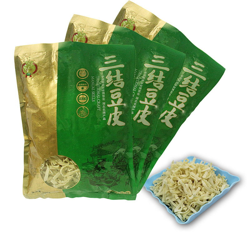 3袋装湖北应城土特产干手工三结绿豆豆丝豆皮豆腐皮豆折速食早餐