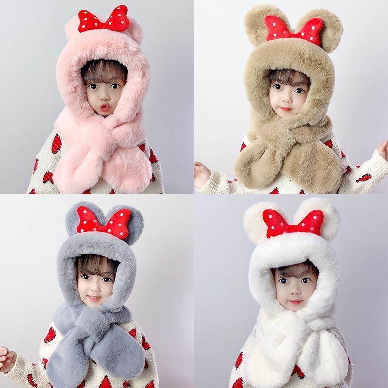 冬季儿童帽子围巾一体可爱蝴蝶结男女童宝宝小孩保暖护耳手套一体,服饰配件/皮带/帽子/围巾,防晒帽,淘宝优惠券,粉丝福利购,淘宝优惠卷