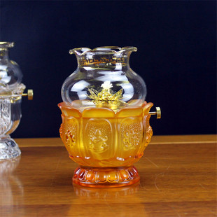 供佛莲花酥油灯调光防风油灯灯盏供佛油灯长明灯佛灯佛前供灯家用