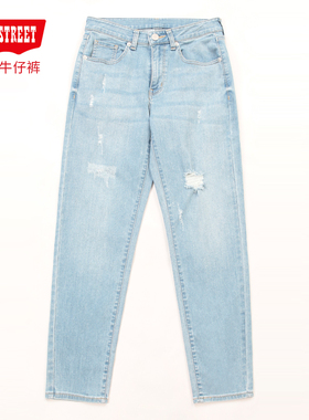 第五街5th street男装时尚修身中腰小直筒破洞牛仔裤315792-233