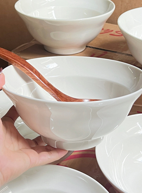 德化白瓷陶瓷糖水碗家用汤面碗大号大容量菜碗高颜值精致好看的碗