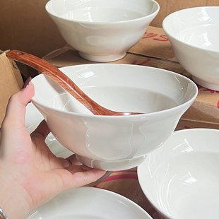 德化白瓷陶瓷糖水碗家用汤面碗大号大容量菜碗高颜值精致好看的碗
