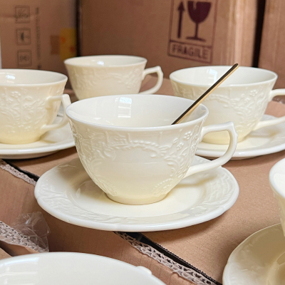 法式浮雕花咖啡杯碟套装