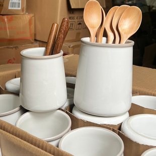 家用厨房陶瓷餐具收纳桶筷子勺桶家用高级感收纳筷笼插花桌面花瓶