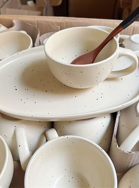 ins泼墨早餐碗陶瓷早餐杯大容量酸奶燕麦片碗高颜值马克杯耐高温