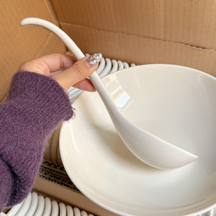 德化陶瓷家用大汤勺盛汤调羹勺子高档精致大粥勺可悬挂长柄大号勺