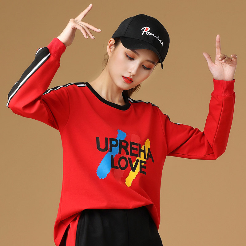 鬼步舞衣服女广场舞服装新款长袖上衣秋冬加厚曳步舞运动跳舞卫衣