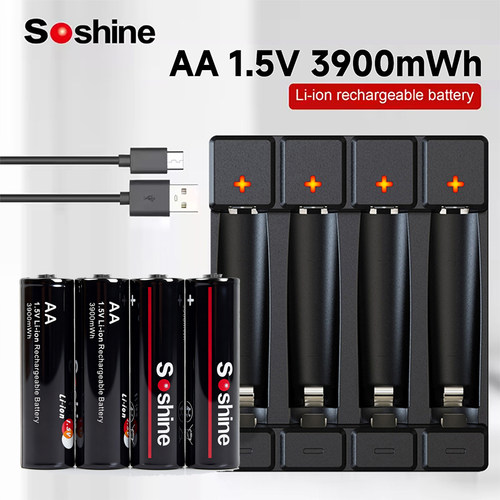 Soshine 5号电池AA五号充电锂电池可替代1.5V碱性碳性鼠标遥控器