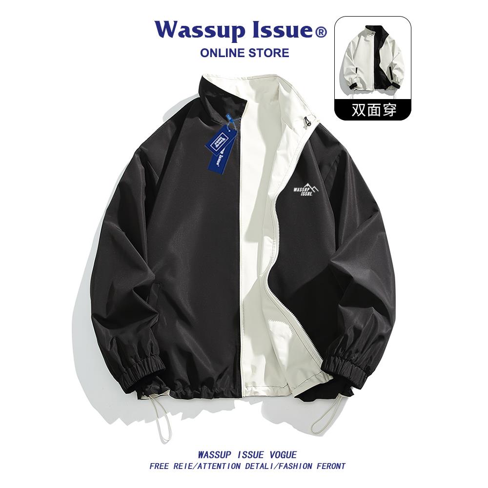 WASSUP ISSUE美式潮牌两面穿夹克男外套宽松棒球服春秋款运动上衣