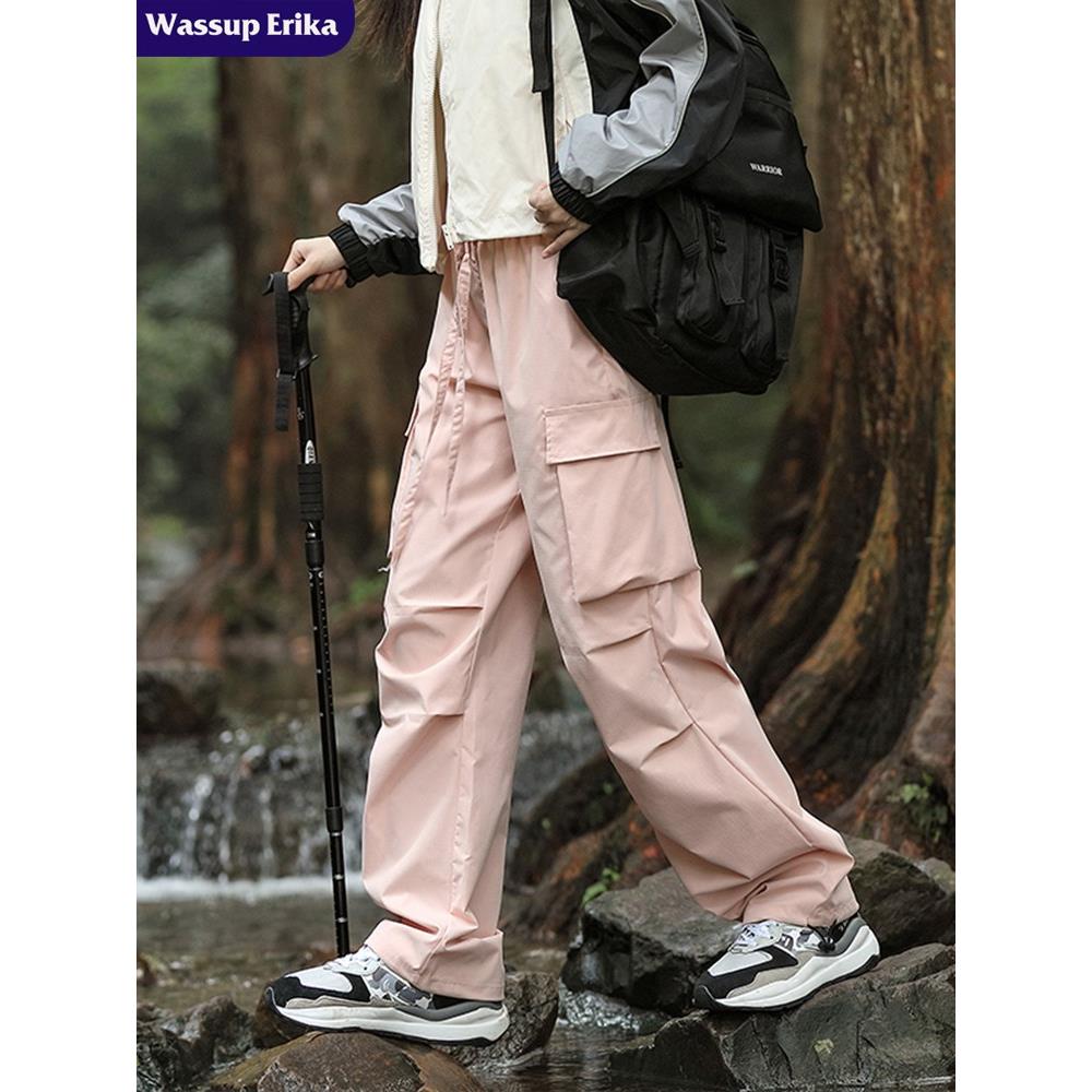 WASSUP ERIKA多巴胺工装裤男女秋季户外登山裤粉色裤子防水冲锋裤