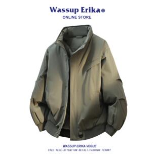 WASSUP ERIKA美式高级感立领棉服男款秋冬季潮牌宽松工装棉衣外套