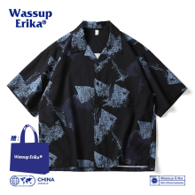 WASSUP ERIKA美式复古短袖衬衫男款2025新款夏季夏威夷冰丝花衬衣