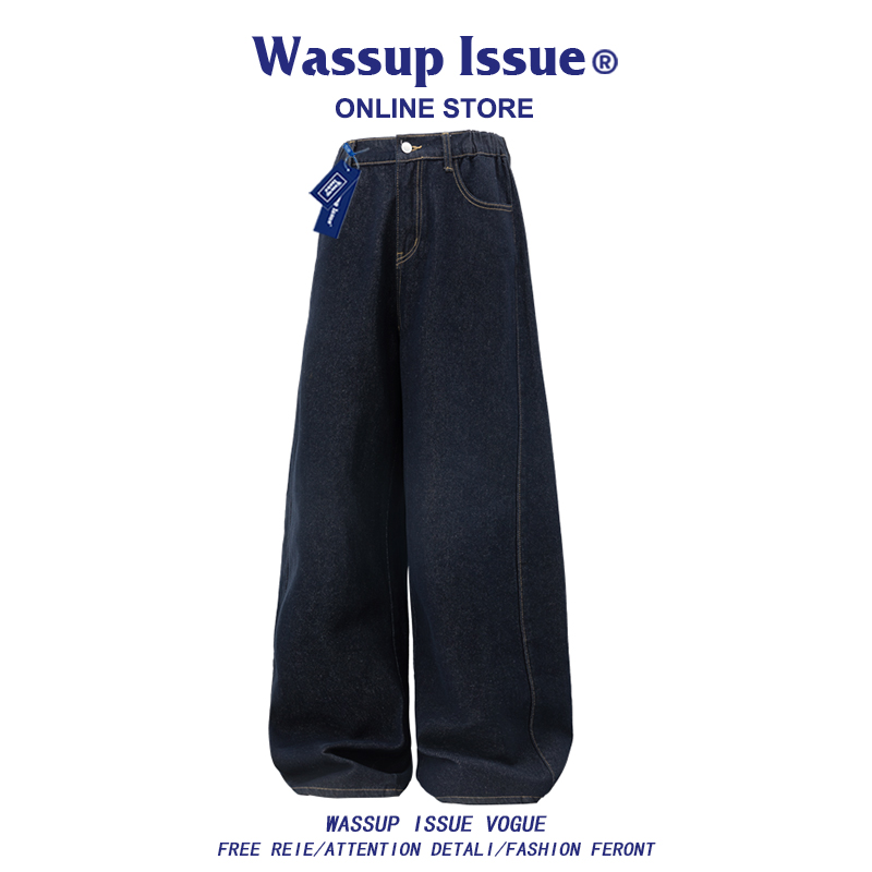 WASSUP ISSUE美式高街直筒牛仔裤男款夏季长裤宽松休闲阔腿裤子男