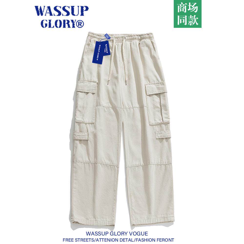 WASSUP GLORY机能工装裤男夏季宽松直筒纯棉休闲长裤日系运动裤子