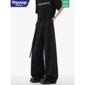 垂感阔腿休闲裤 WASSUP 高级感痞帅宽松直筒裤 男春季 GLORY黑色西裤