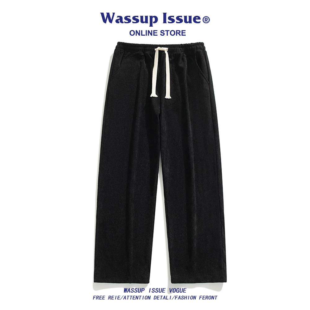 WASSUP ISSUE灯芯绒直筒阔腿裤子男款春秋季潮宽松休闲运动长裤男