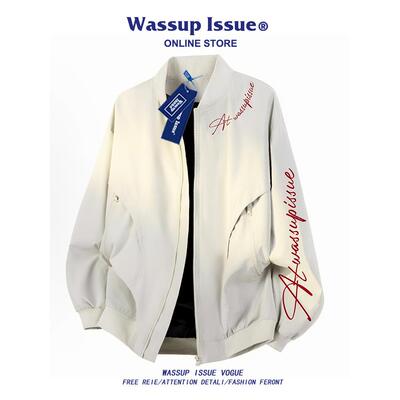 WASSUP ISSUE美式飞行夹克男款春秋宽松衣服情侣工装棒球服外套男