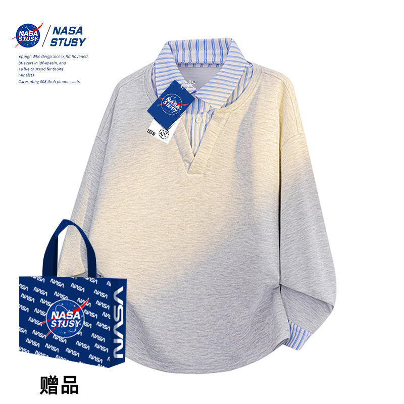 NASA STUSY美式高街2025新款春装男款情侣潮牌POLO衫男士无帽卫衣