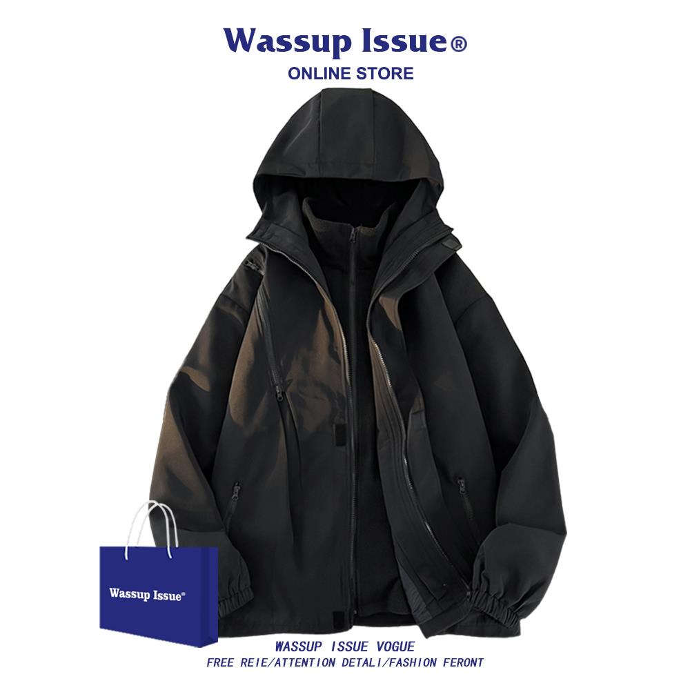 WASSUP ISSUE美式三合一冲锋衣男款春秋防风防水可拆卸夹克外套男
