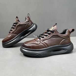 男生厚底真皮老爹鞋男ins超火男款潮鞋头层牛皮欧洲站运动休闲鞋
