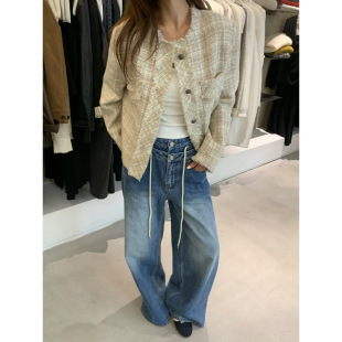 开衫 元 宽松毛边编织小香风通勤短款 新款 女外套 派bluepops2025秋季