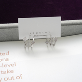 韩国饰品925银针镶钻弧形多层气质耳钉