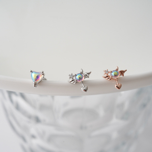 韩国进口耳钉偏光小灯泡 天使爱心耳骨钉耳门钉旋转拧堵