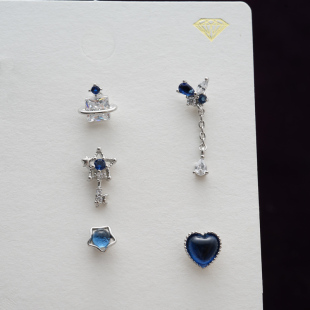 韩国进口耳钉海蓝钻系列星星爱心月亮耳骨钉耳蜗小耳门钉