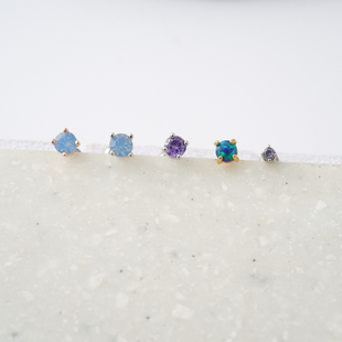 韩国四爪迷你单钻天蓝紫色耳骨钉百搭耳蜗耳门钉单只