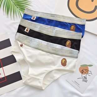 3条装 女士原创设计潮牌纯棉帅气中性Le运动中腰三角四角大码 内裤