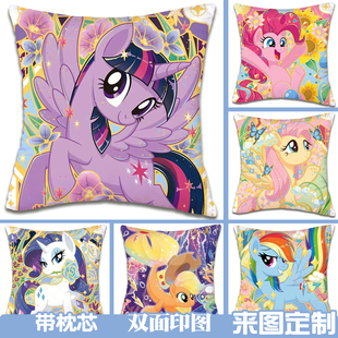 定制午睡抱枕小马宝莉方枕紫悦柔柔碧琪靠垫云宝珍奇周边学生枕头
