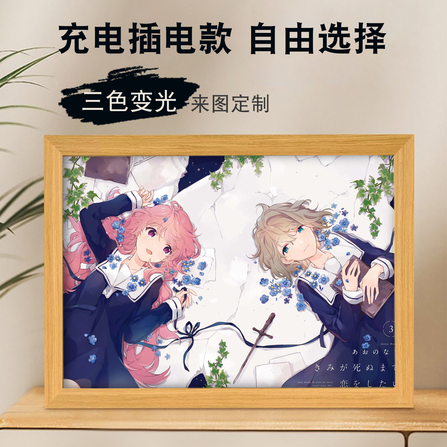 与你相恋到生命尽头周边充电插电款动漫灯光画二次元三色小夜灯图片