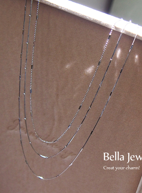 高品质简约蛇骨间珠链 S925纯银项链素裸链 闪珠项链锁骨链无吊坠