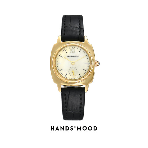 handsmood 金黄贝母面时尚简约精致高级感真皮女士手表气质腕表