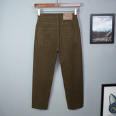 高端纯棉棕色2025春秋季 男宽松秋冬休闲全棉无弹 直筒九分牛仔裤