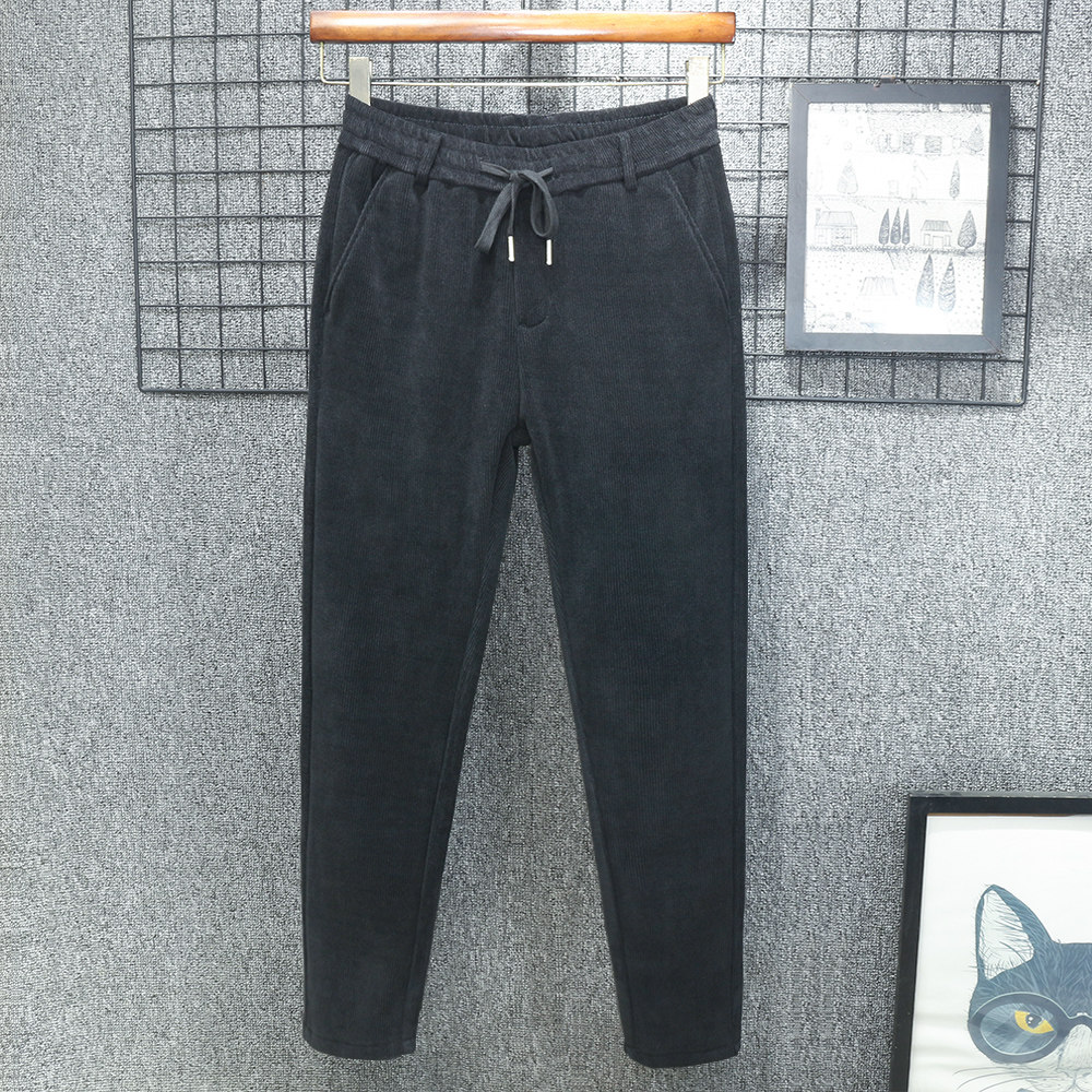 秋冬季灯芯绒裤子男士小直筒休闲裤长裤高端加绒加厚弹力2025新款