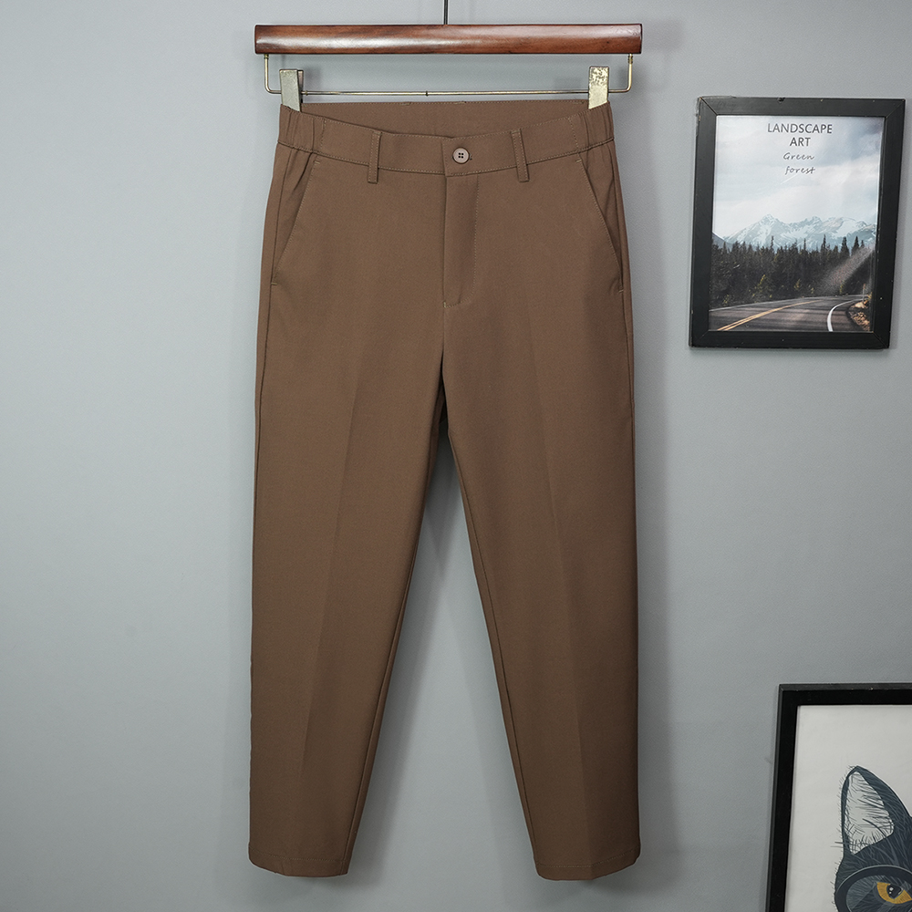 新款春秋季休闲九分西裤男士 直筒抗皱棕色潮流裤子咖色2025