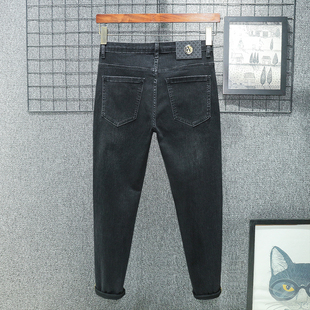 加绒加厚2024新款秋季九分牛仔裤男修身小脚冬季高端休闲弹力裤子