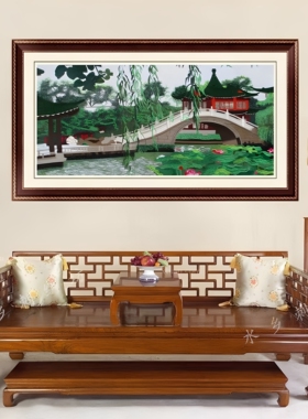 新中式苏绣画园林风景画客厅书房